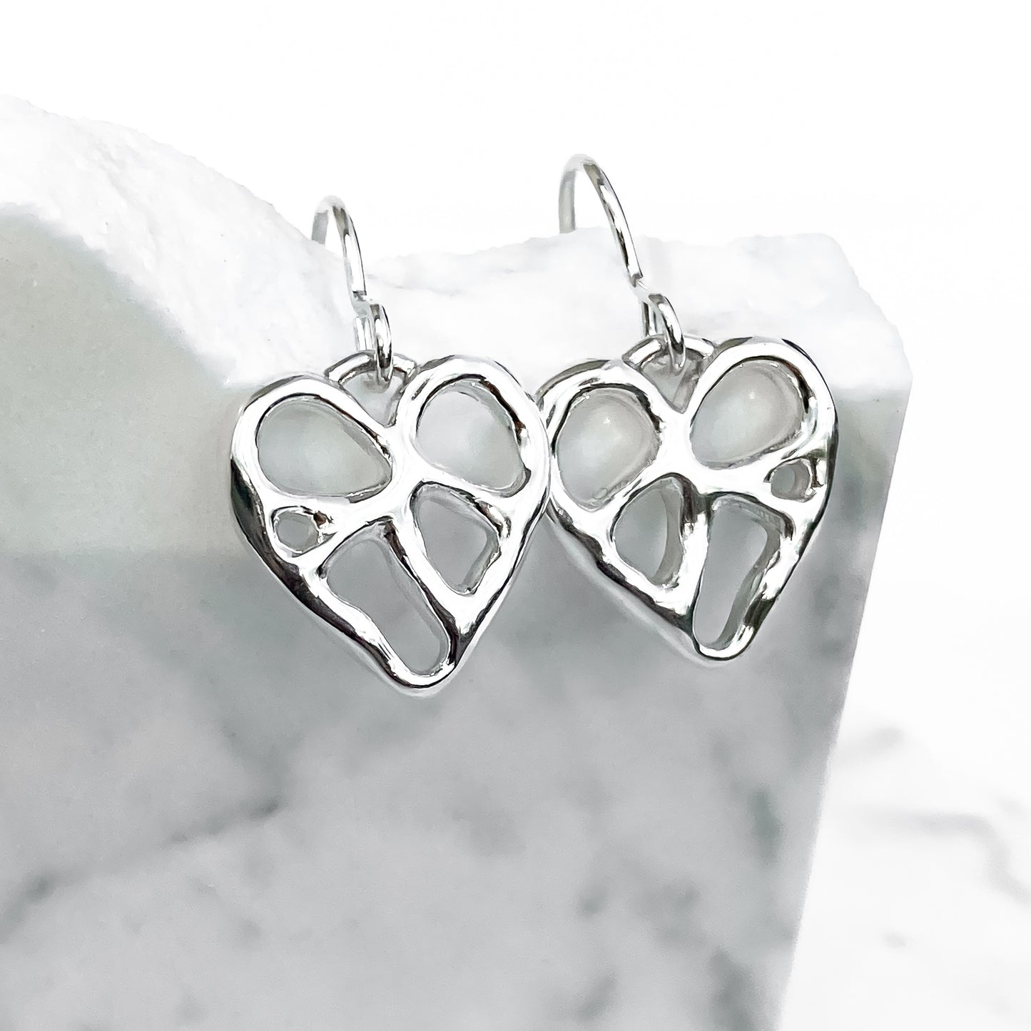 Silver Infinity Heart Dangle Earrings