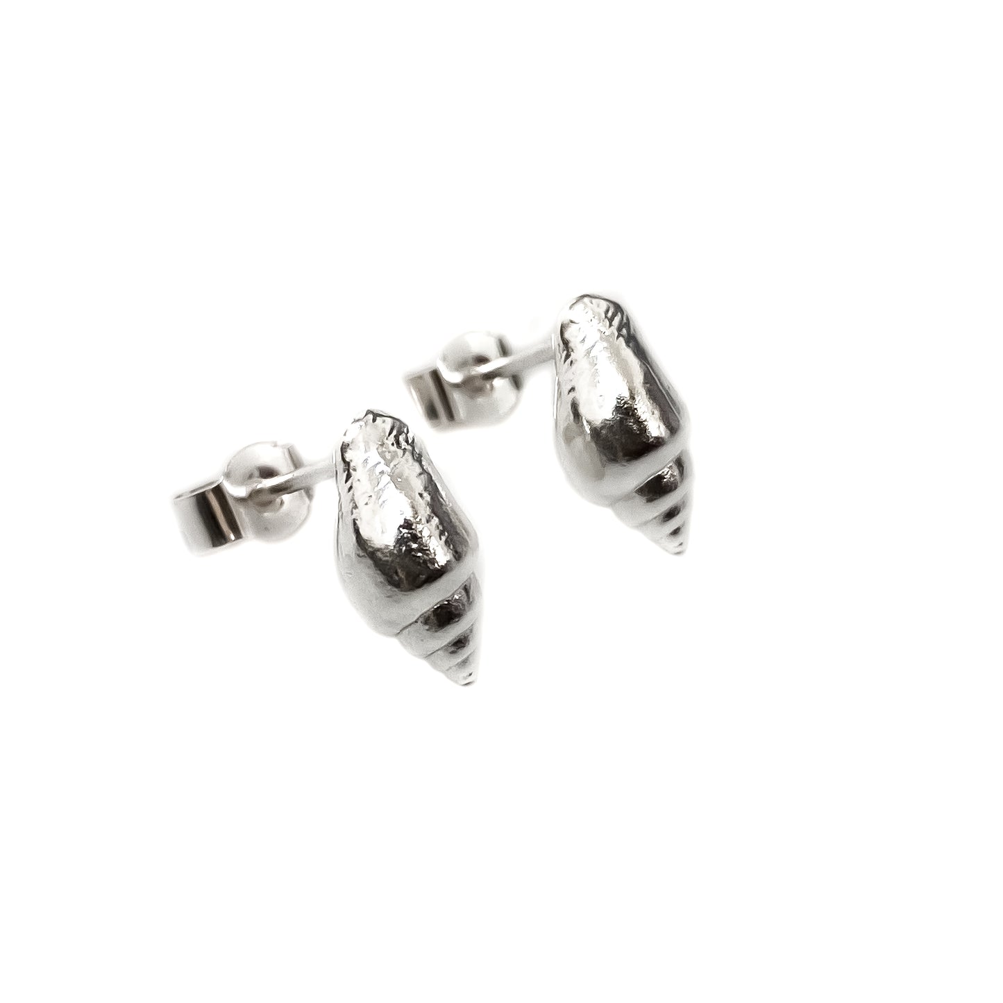 Sterling Silver Whelk Shell Stud Earrings