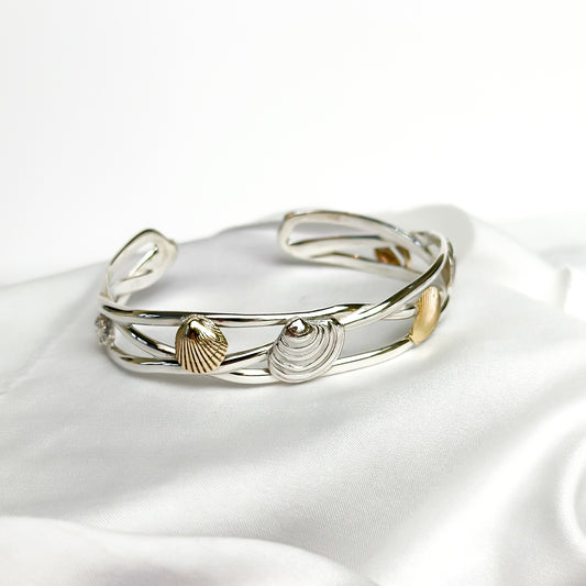 Shell Seeker Gold and Sterling Silver Shell Cuff Bangle - No. 2
