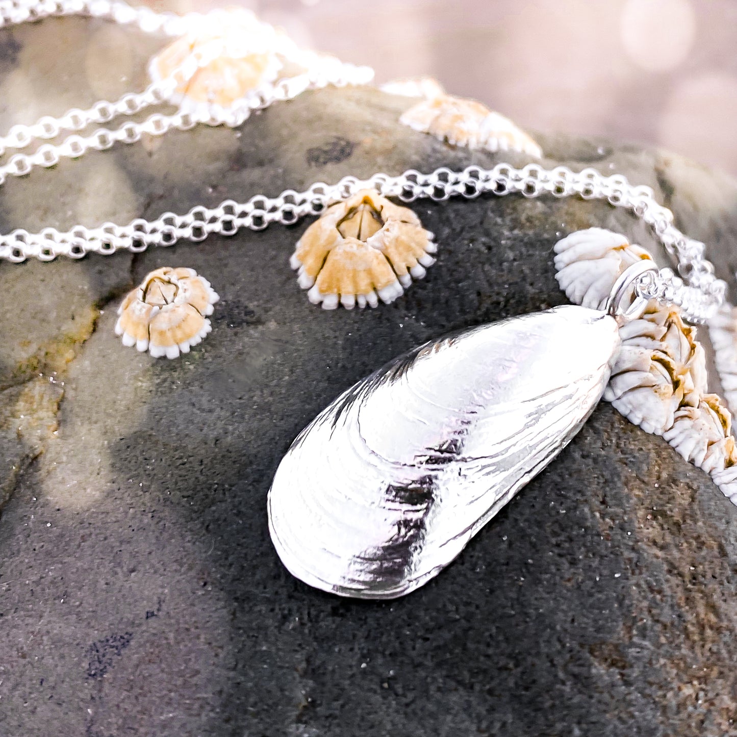 Sterling Silver Mussel Shell Necklace