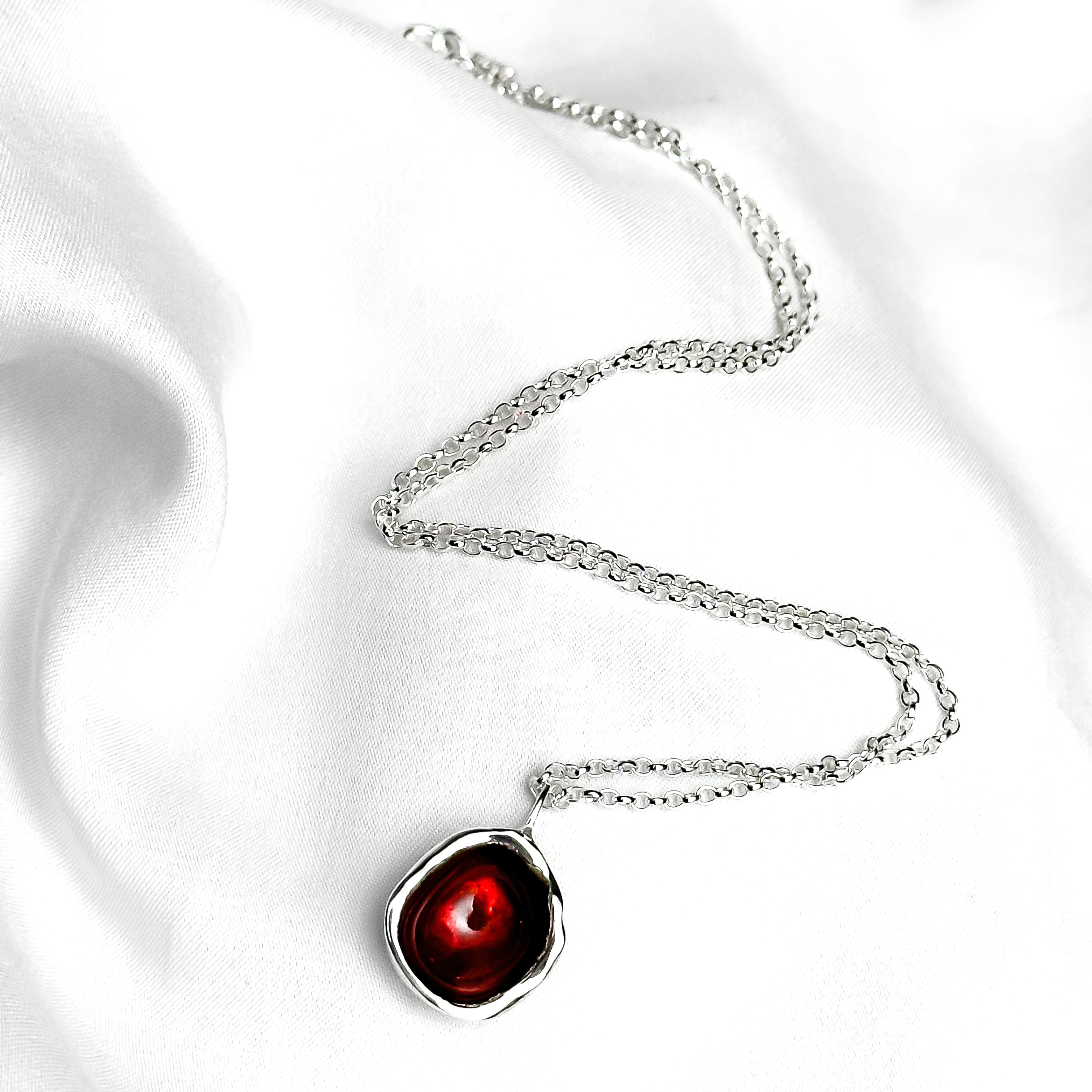 Sterling Silver 'Hawthorn Berry' Enamel Droplet Necklace