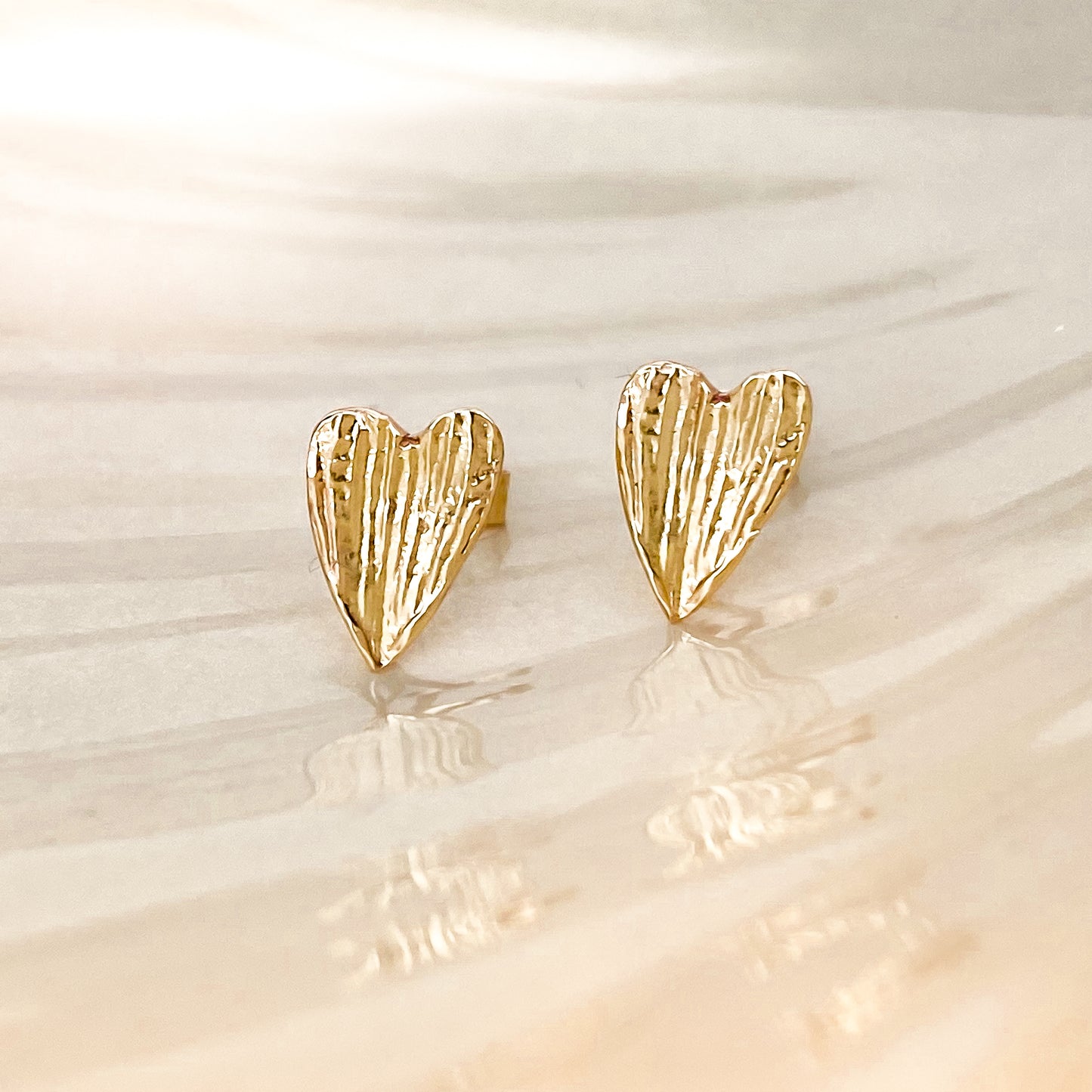 Gold Snowdrop Petal 'Heart' Earrings - Yellow, Rose or White Gold