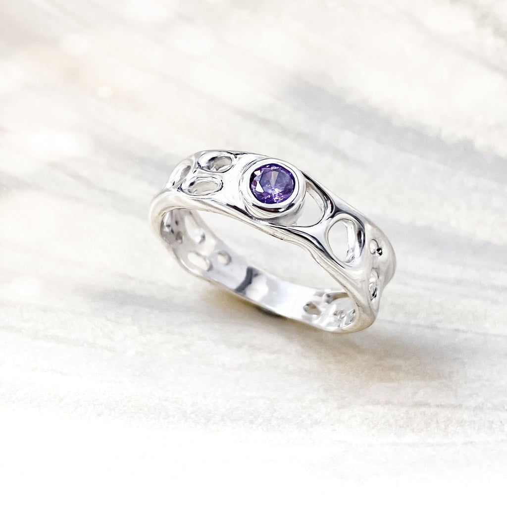 Sterling Silver Amethyst  Infinity Ring