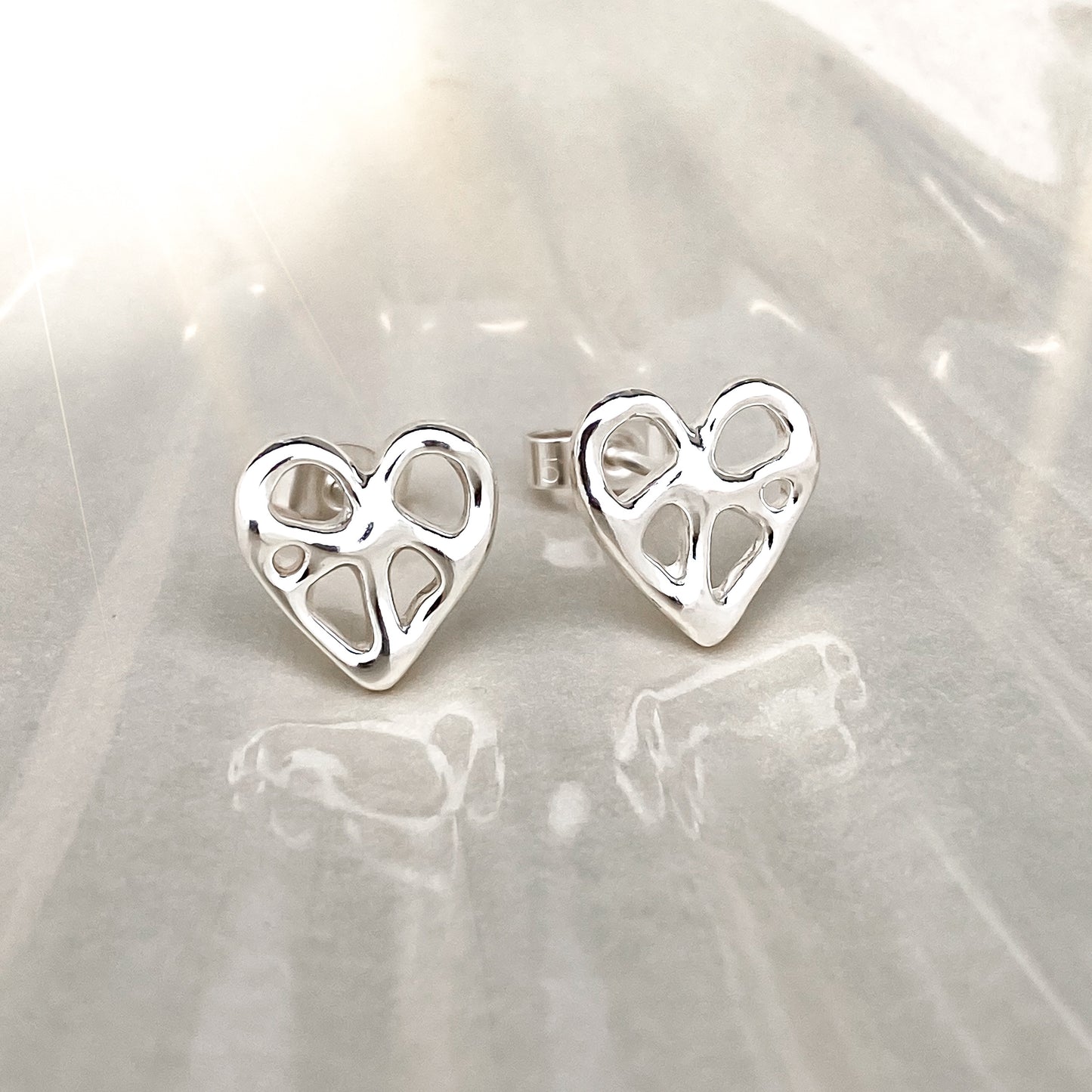 Infinity Heart Silver Stud Earrings