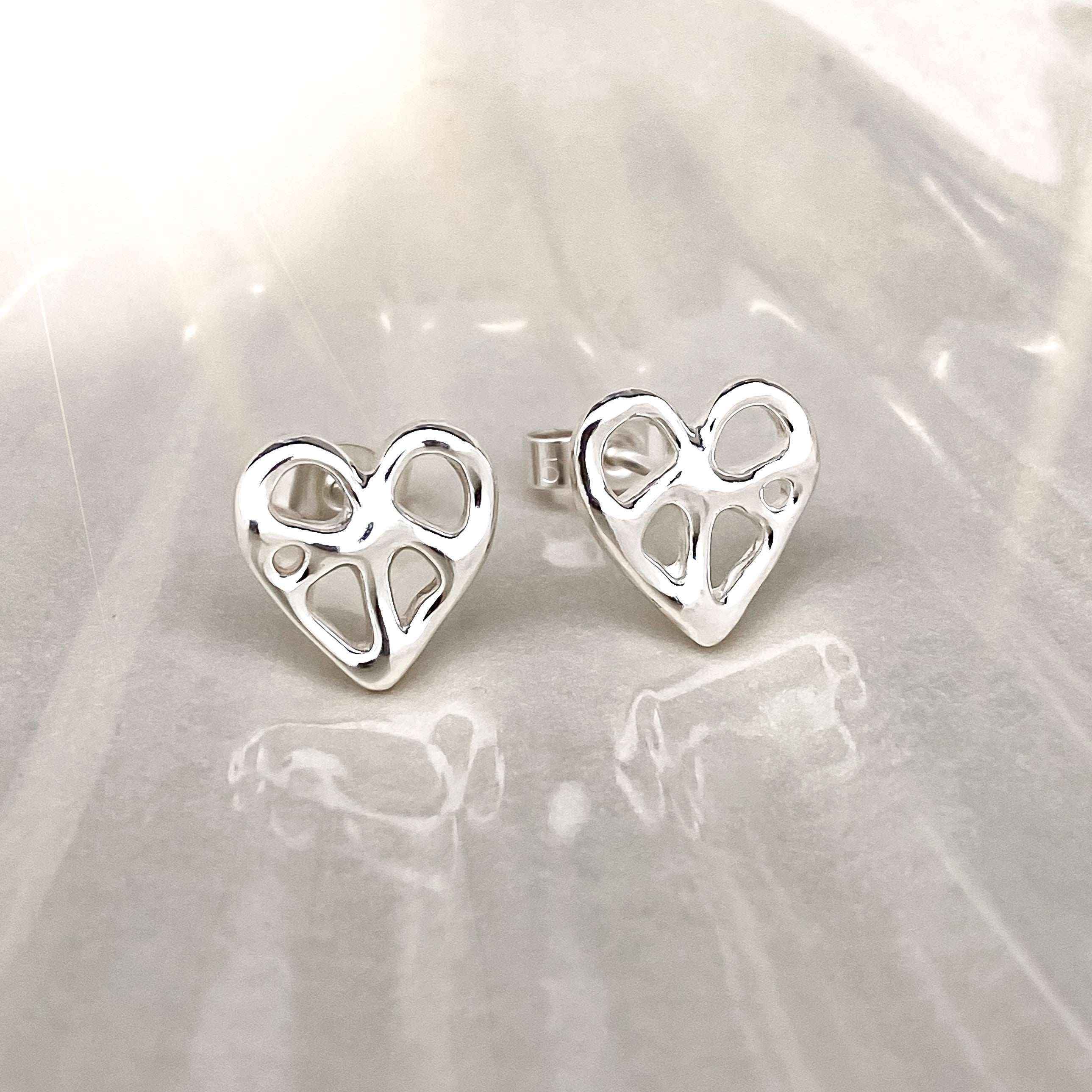 Infinity Heart Silver Stud Earrings
