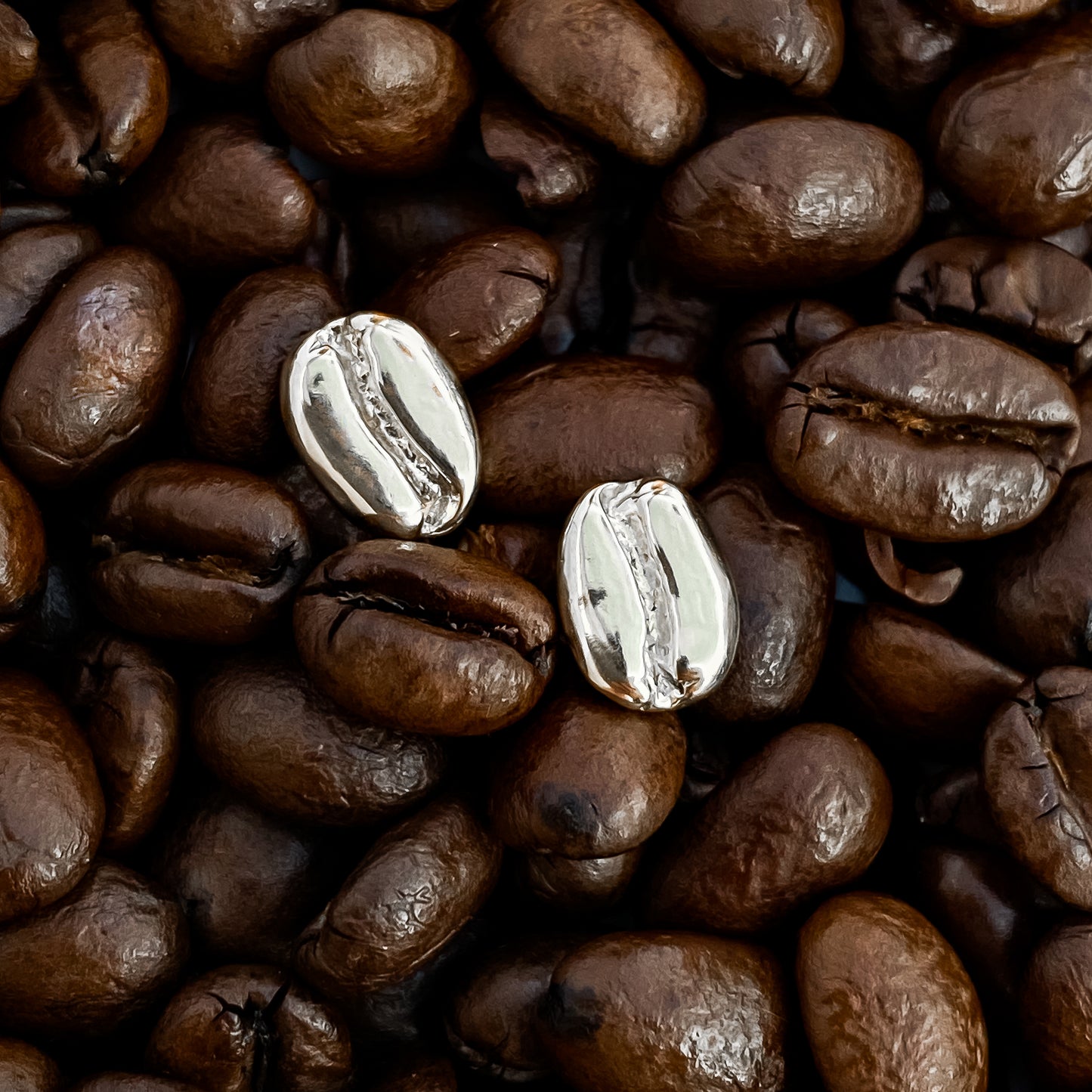 Silver Coffee Bean Earrings