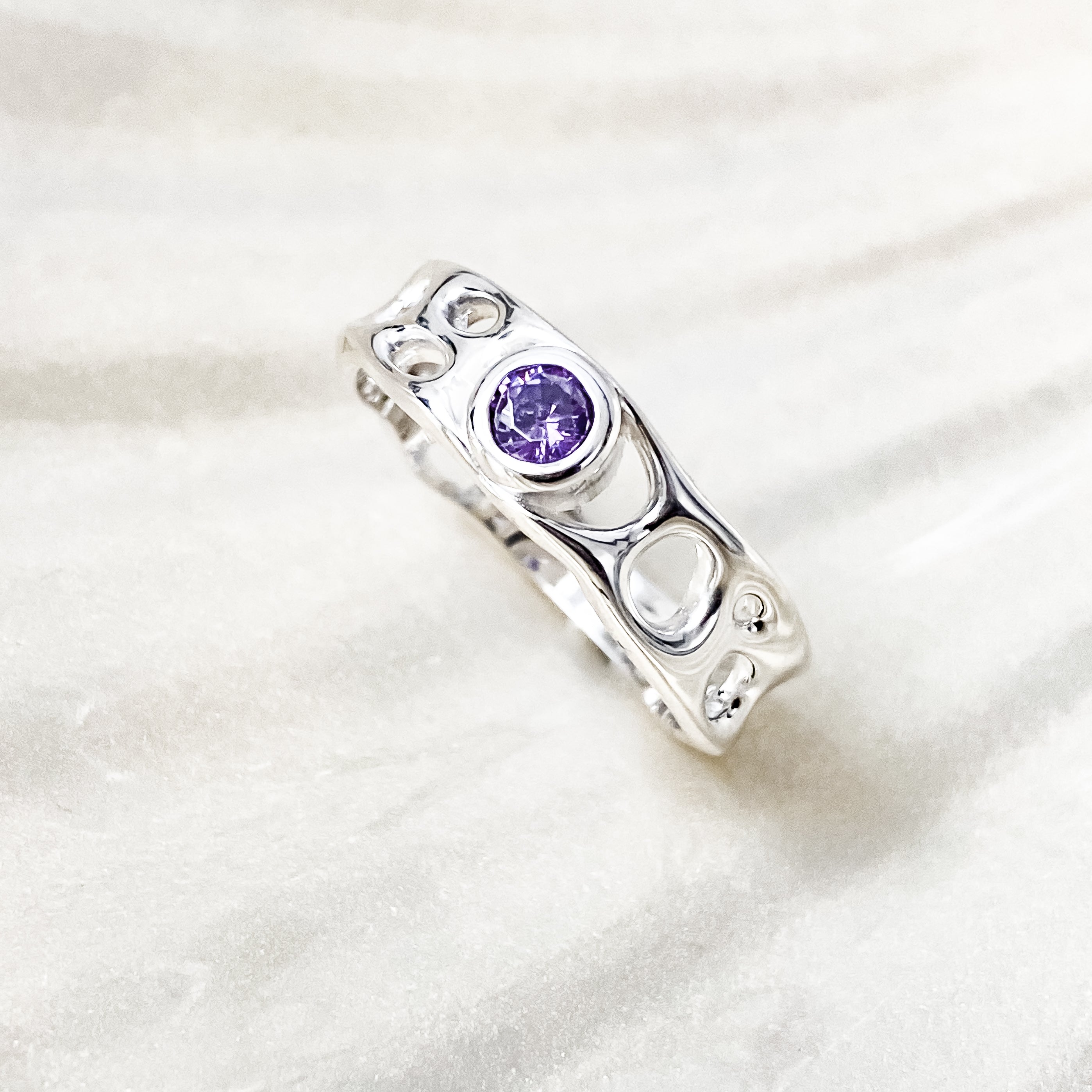 Sterling Silver Amethyst  Infinity Ring