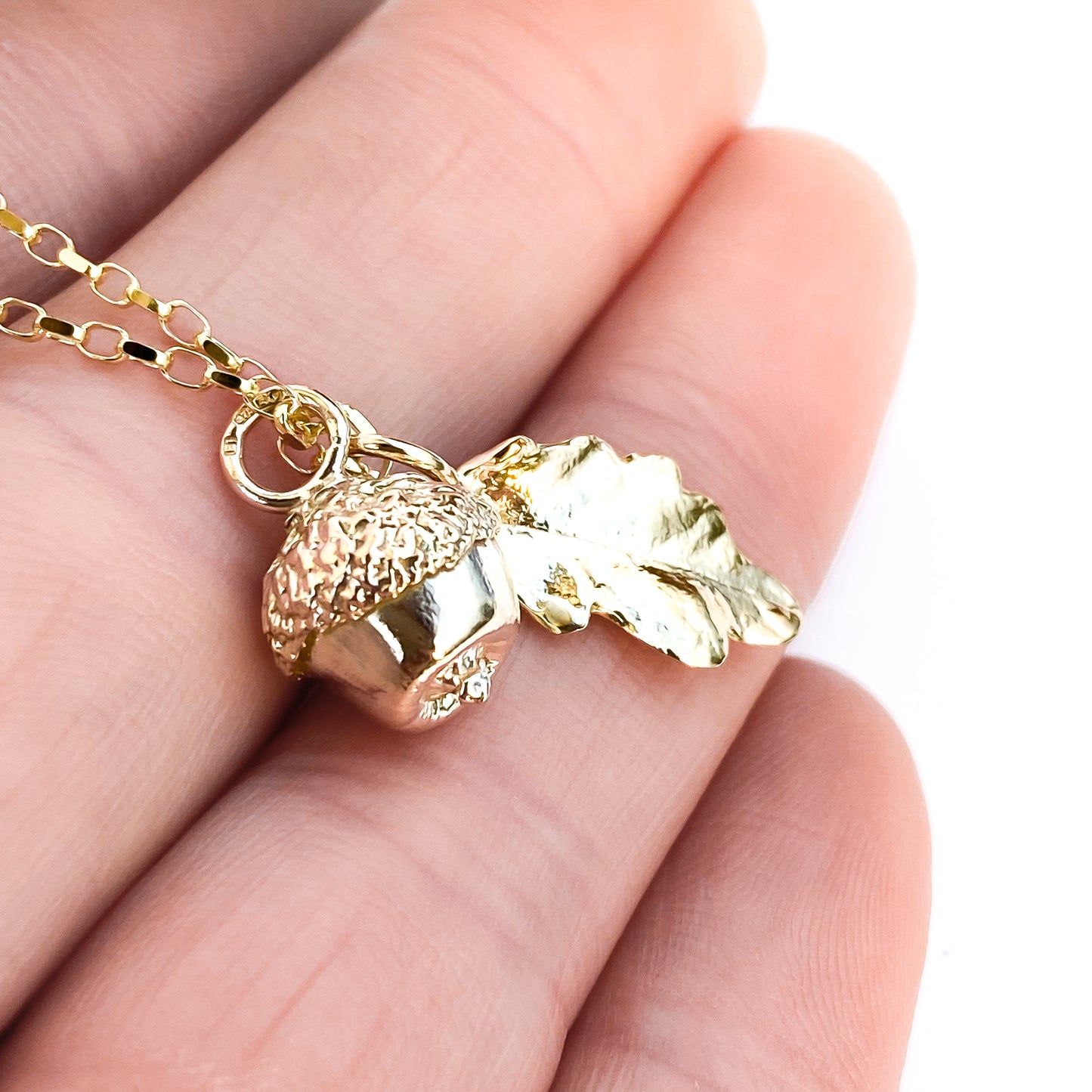 Gold Acorn and Oak Leaf Charm Necklace