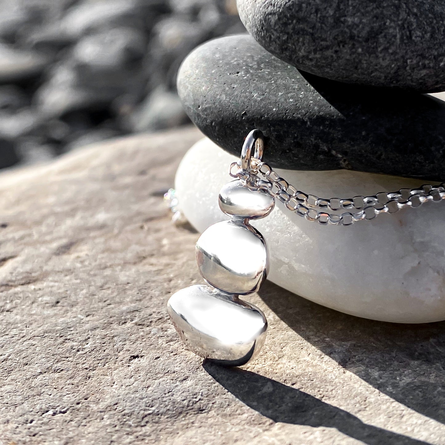 Sterling Silver Pebble Necklace - Balance Pendant No. 2