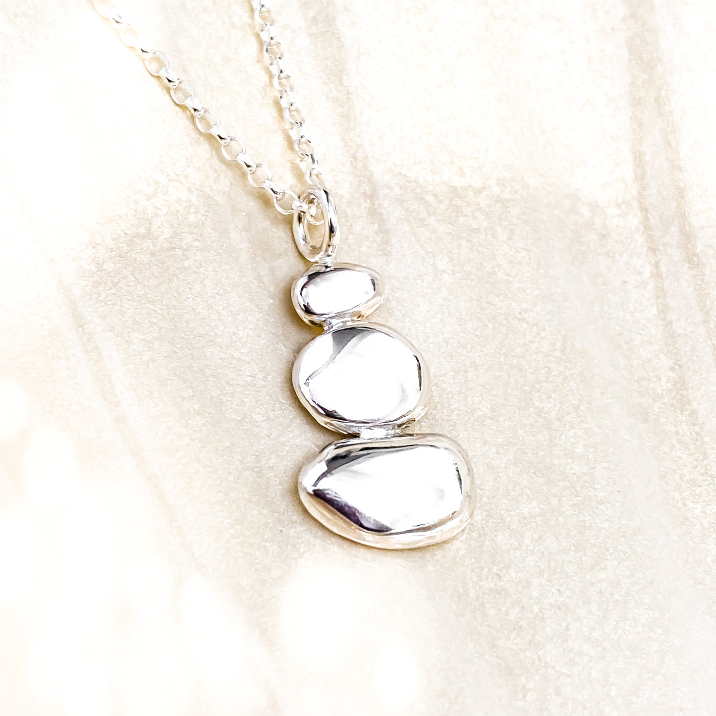 Sterling Silver Pebble Necklace - Balance Pendant No. 2