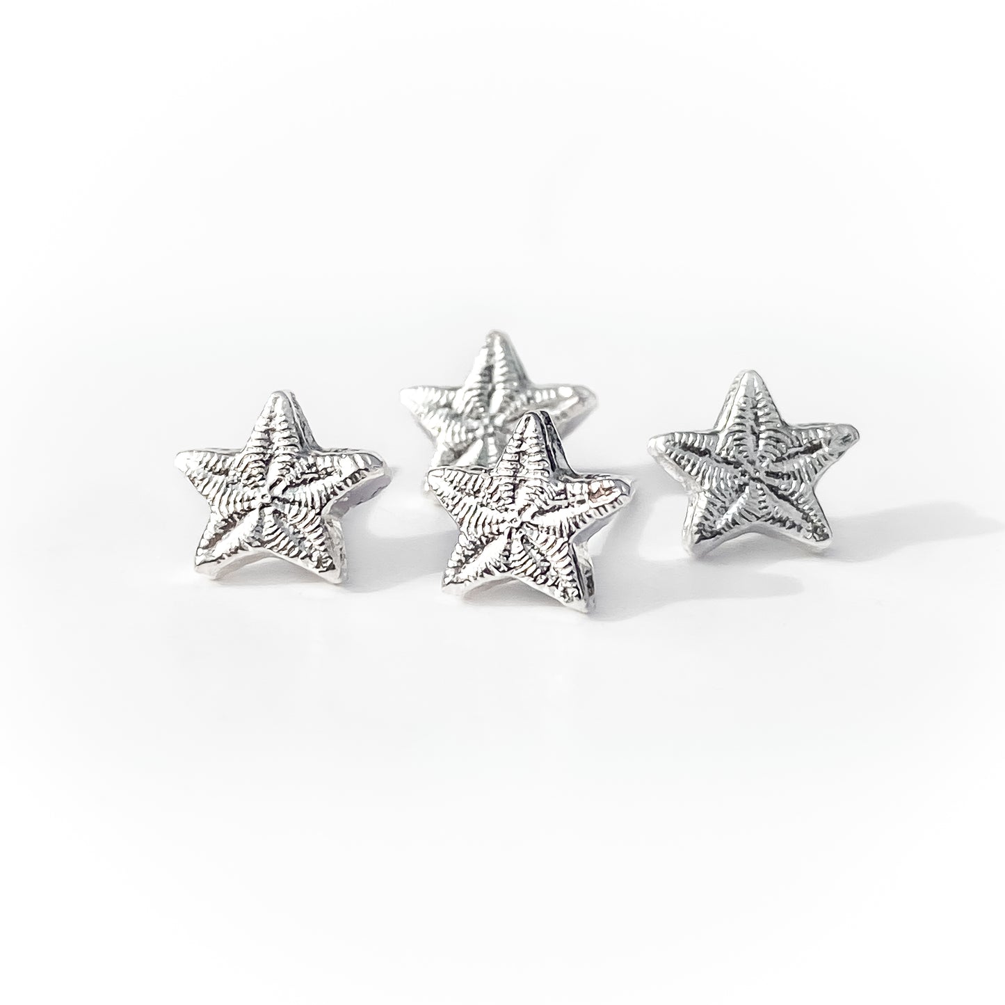 Sterling Silver Crinoid Star Fossil Stud Earrings