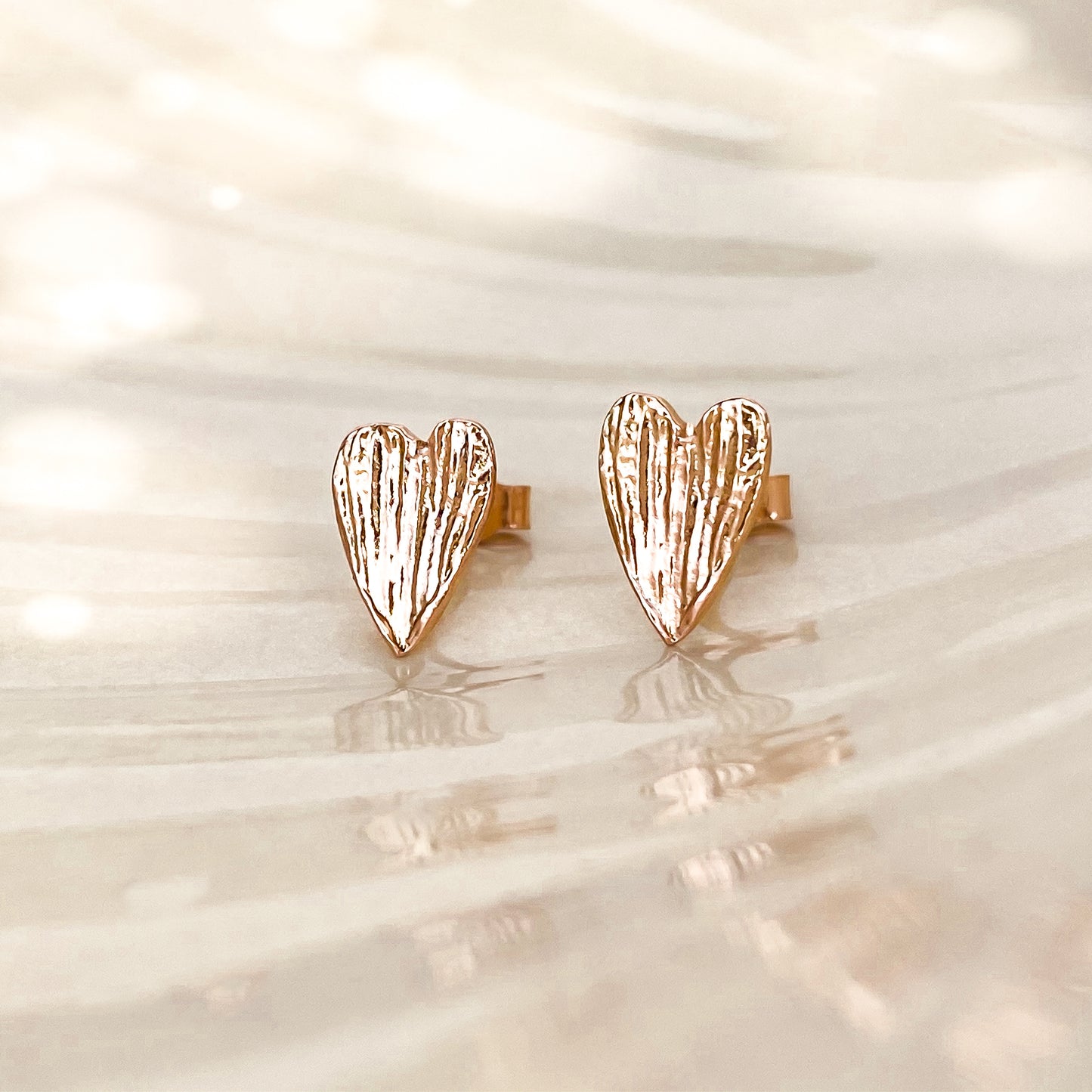 Gold Snowdrop Petal 'Heart' Earrings - Yellow, Rose or White Gold
