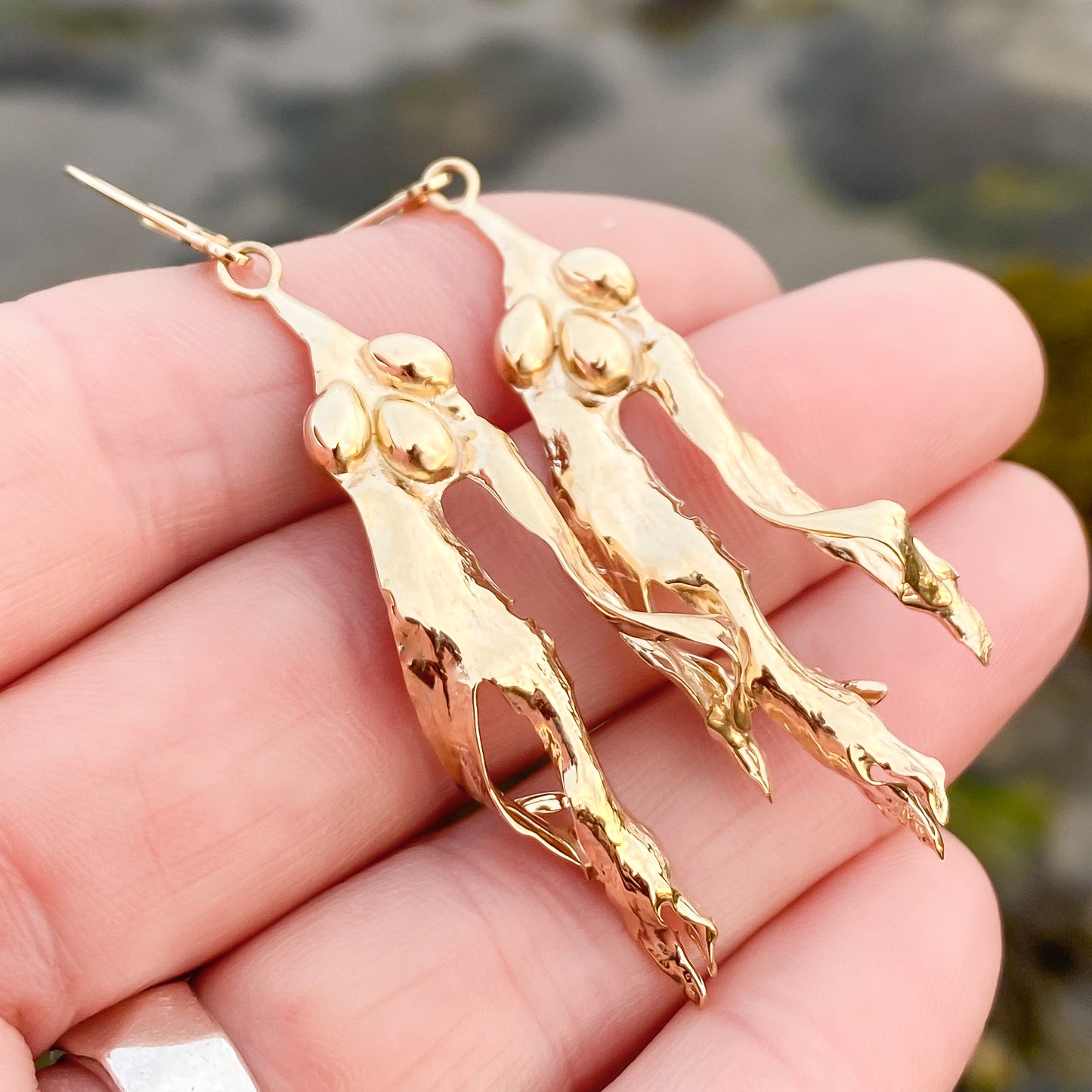 Gold Seaweed Dangle Earrings