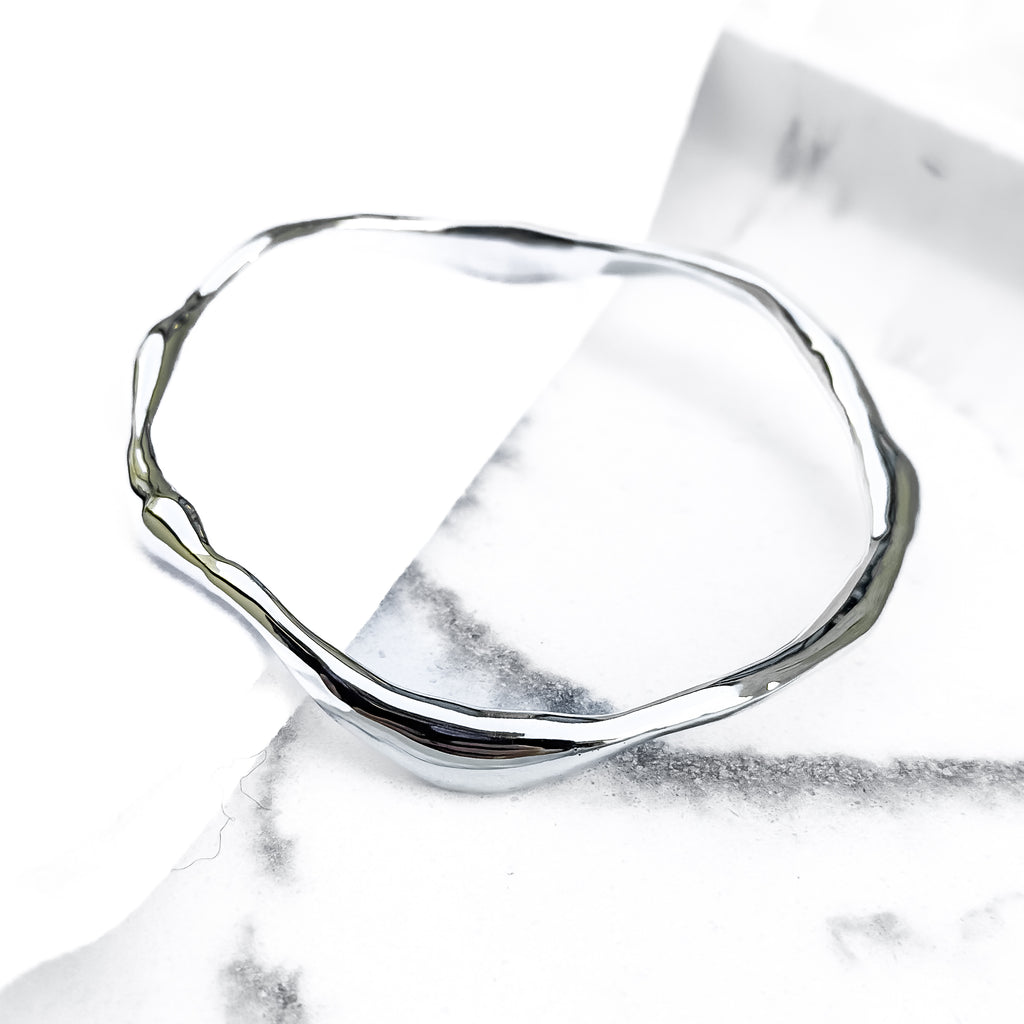 Molten Organic Sterling Silver Bangle