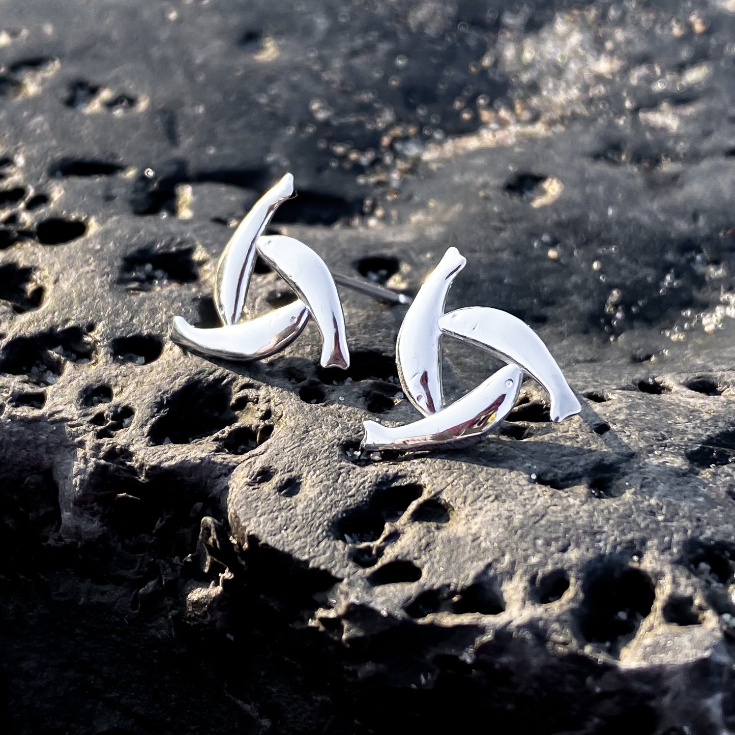 Sterling Silver Herring Triskel Stud Earrings