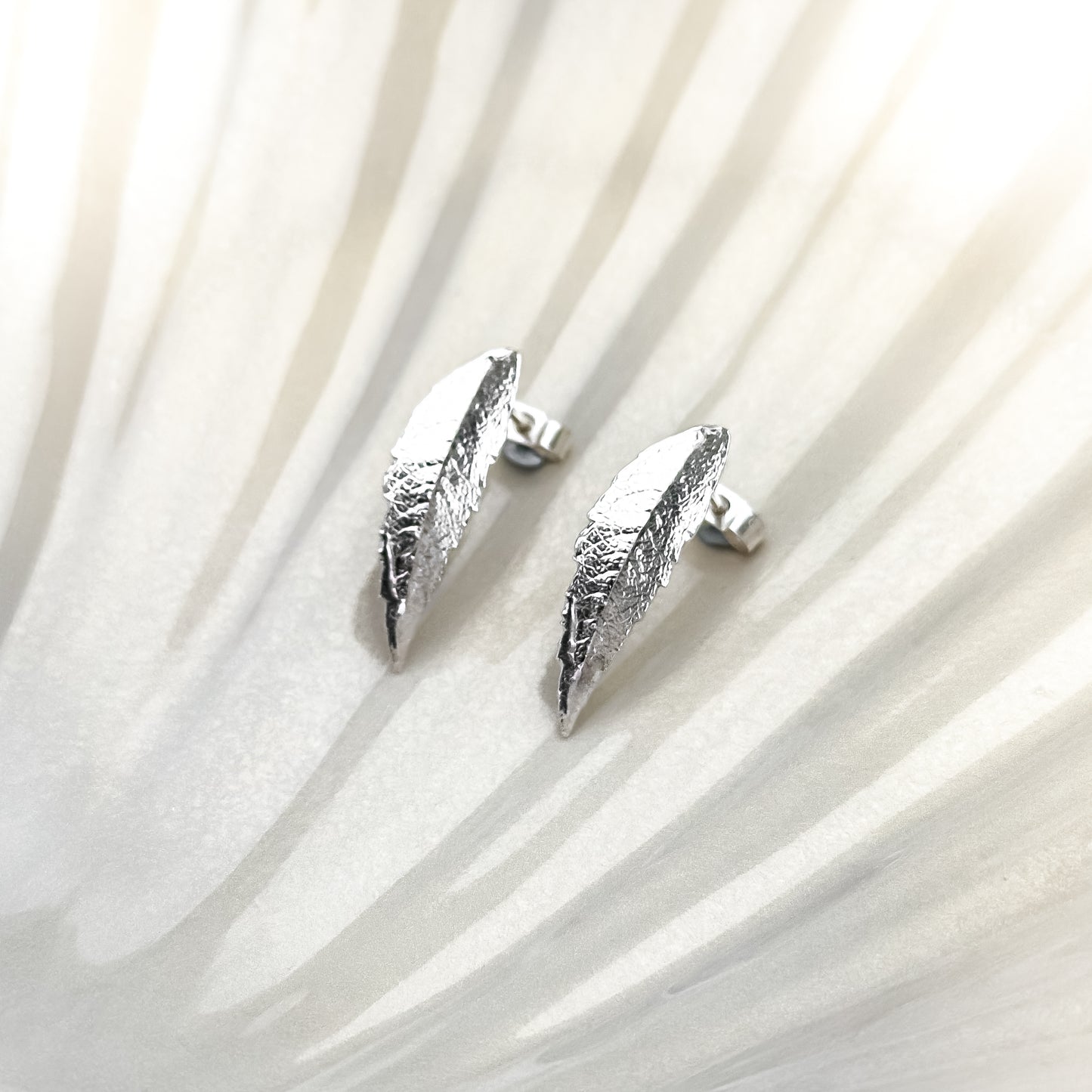 Silver Rowan Leaf Stud Earrings