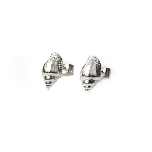 Sterling Silver Whelk Shell Stud Earrings
