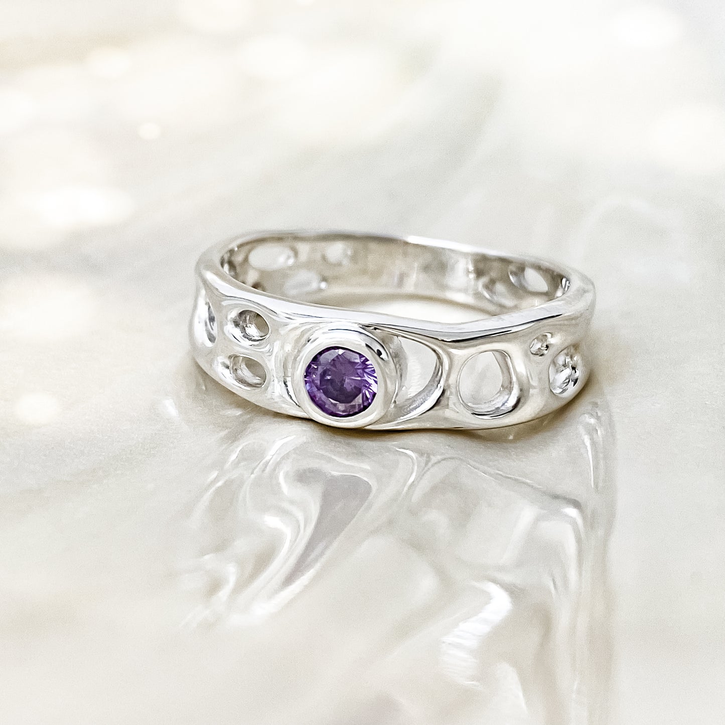 Sterling Silver Amethyst  Infinity Ring