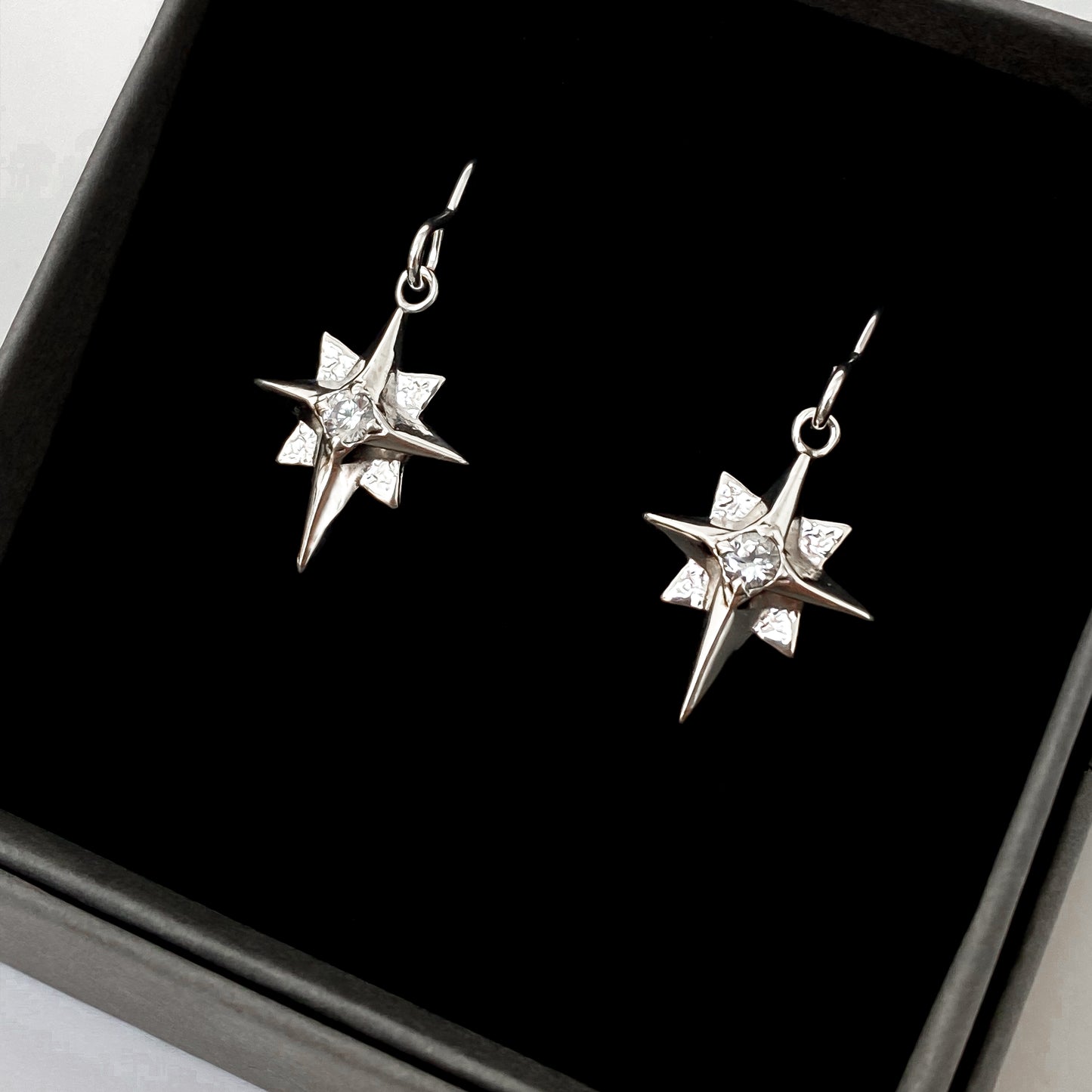 North Star Sterling Silver Earrings with White Topaz