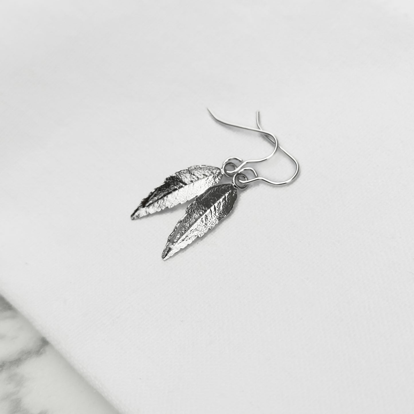 Small Silver Rowan Leaf Earrings
