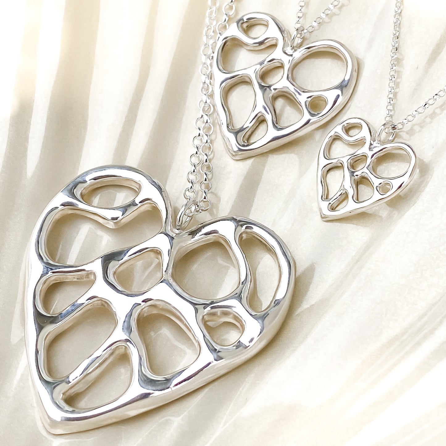 Large Silver Infinity Heart Long Feature Necklace