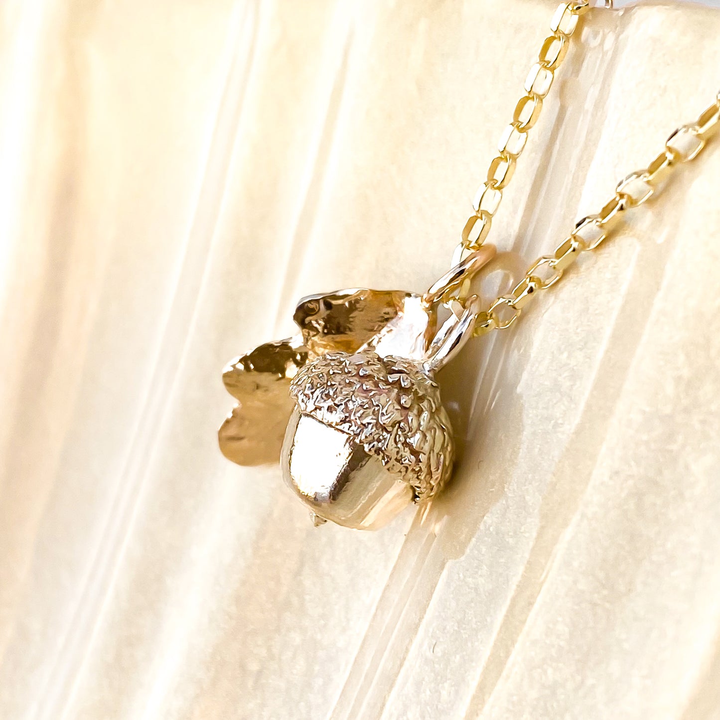 Gold Acorn and Oak Leaf Charm Necklace
