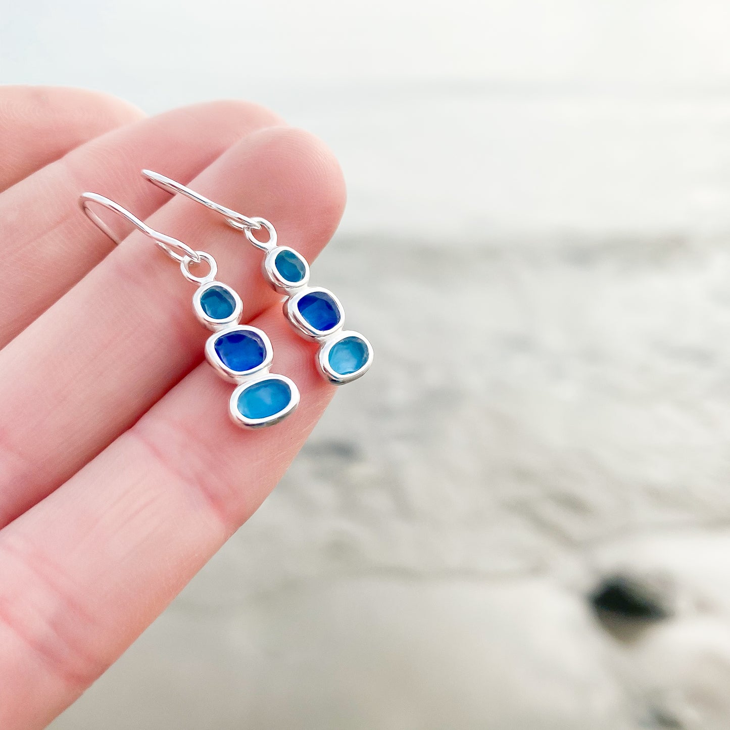 Sterling Silver Pebble Earrings - Summer Shores