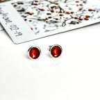 'Hawthorn Berry' Red Enamel Silver Droplet Stud Earrings