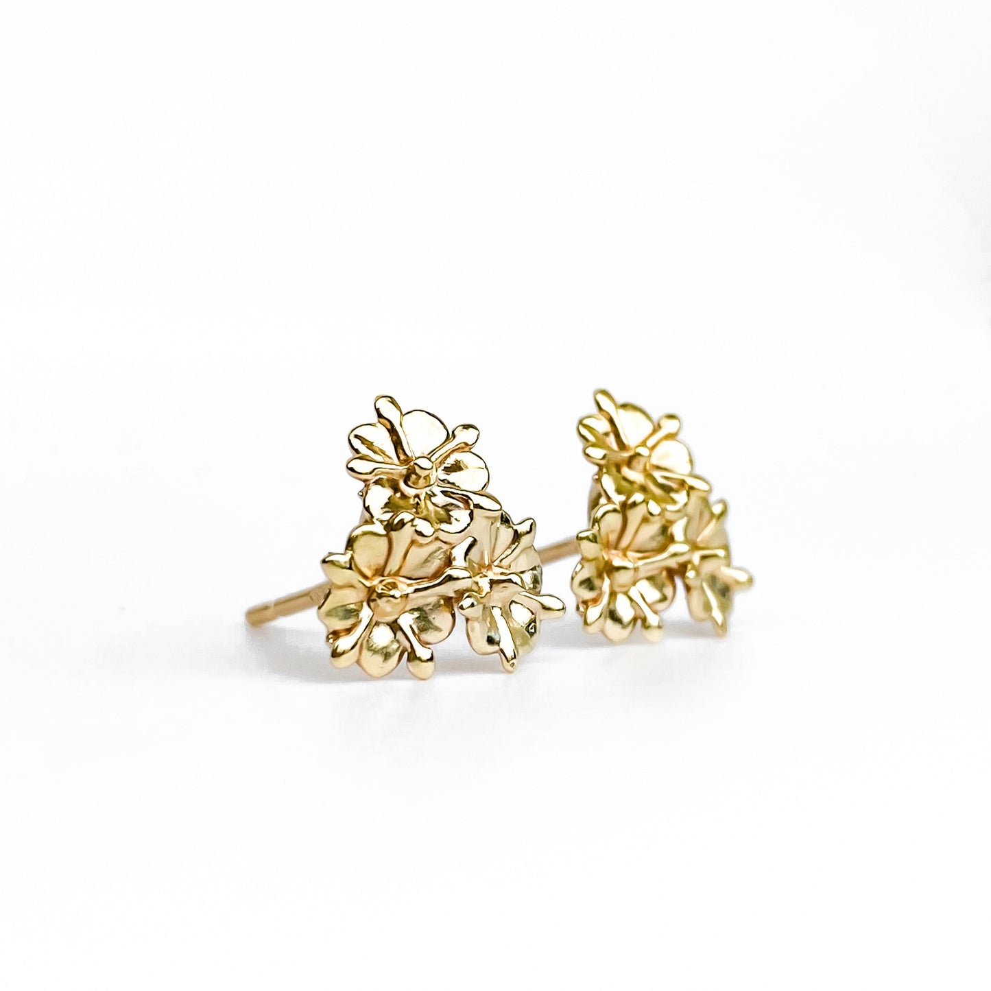 Elderflower Gold Stud Earrings