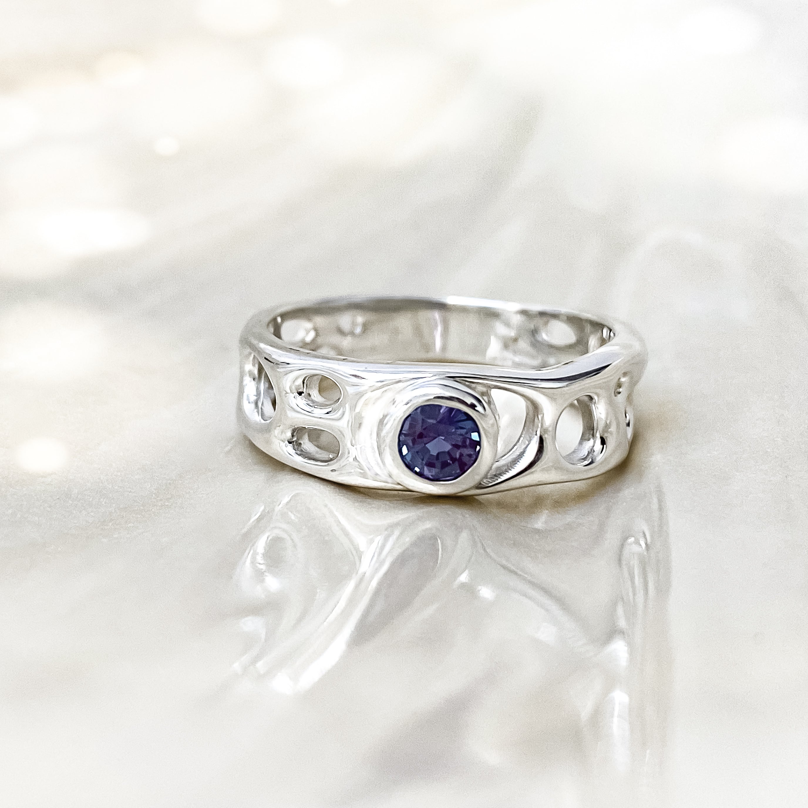 Alexandrite Sterling Silver Infinity Ring