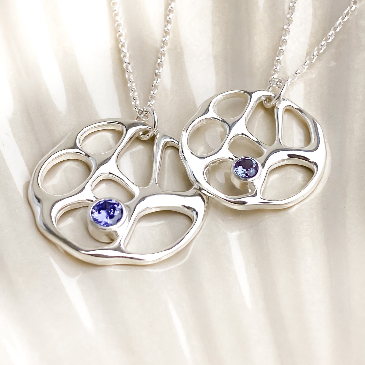 Silver Infinity Necklace with Tanzanite