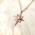 Rose Gold North Star Necklace with Moissanite