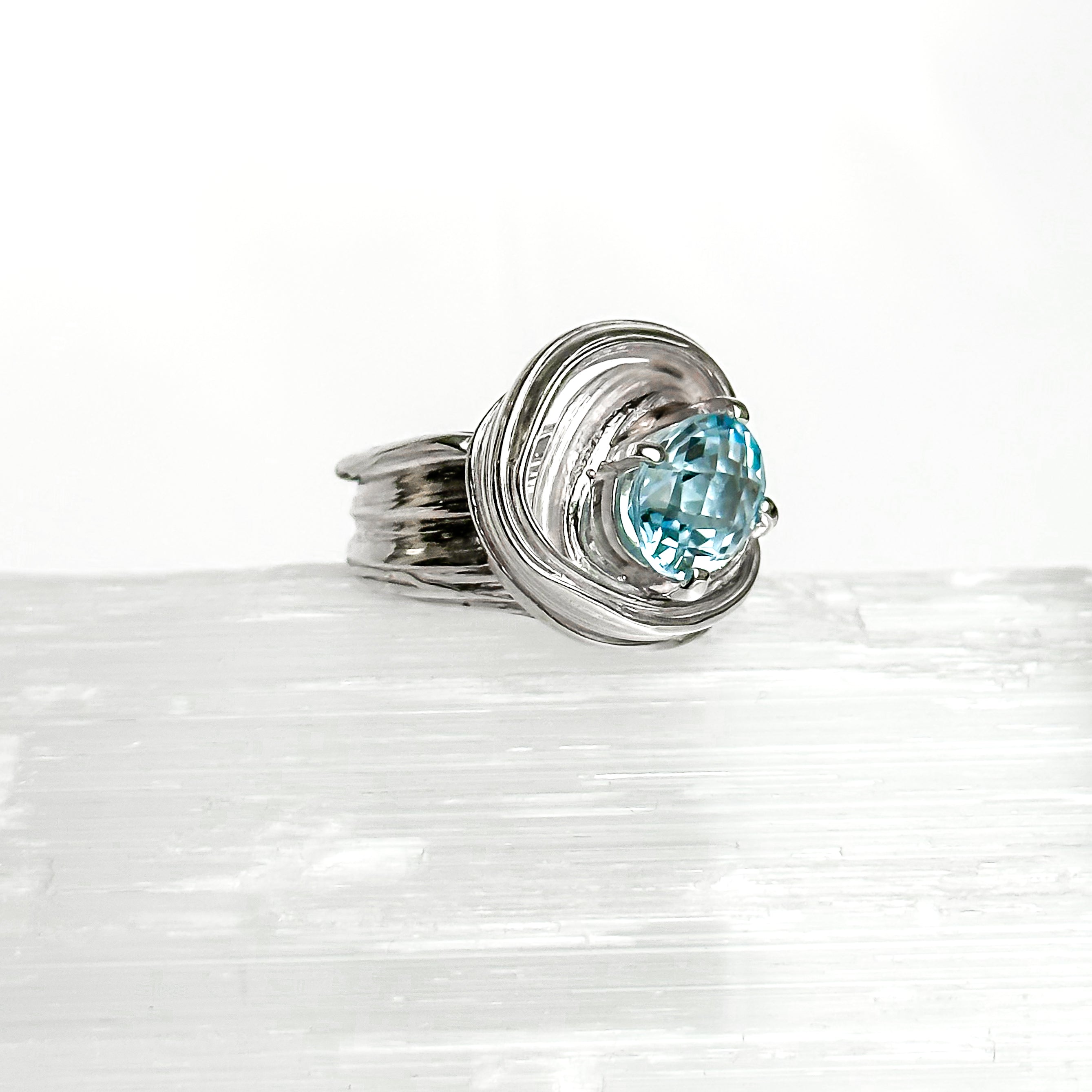 One of a Kind Drift Sterling Silver Ring with Blue Topaz - Size P