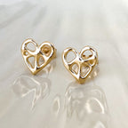 Gold Infinity Heart Stud Earrings