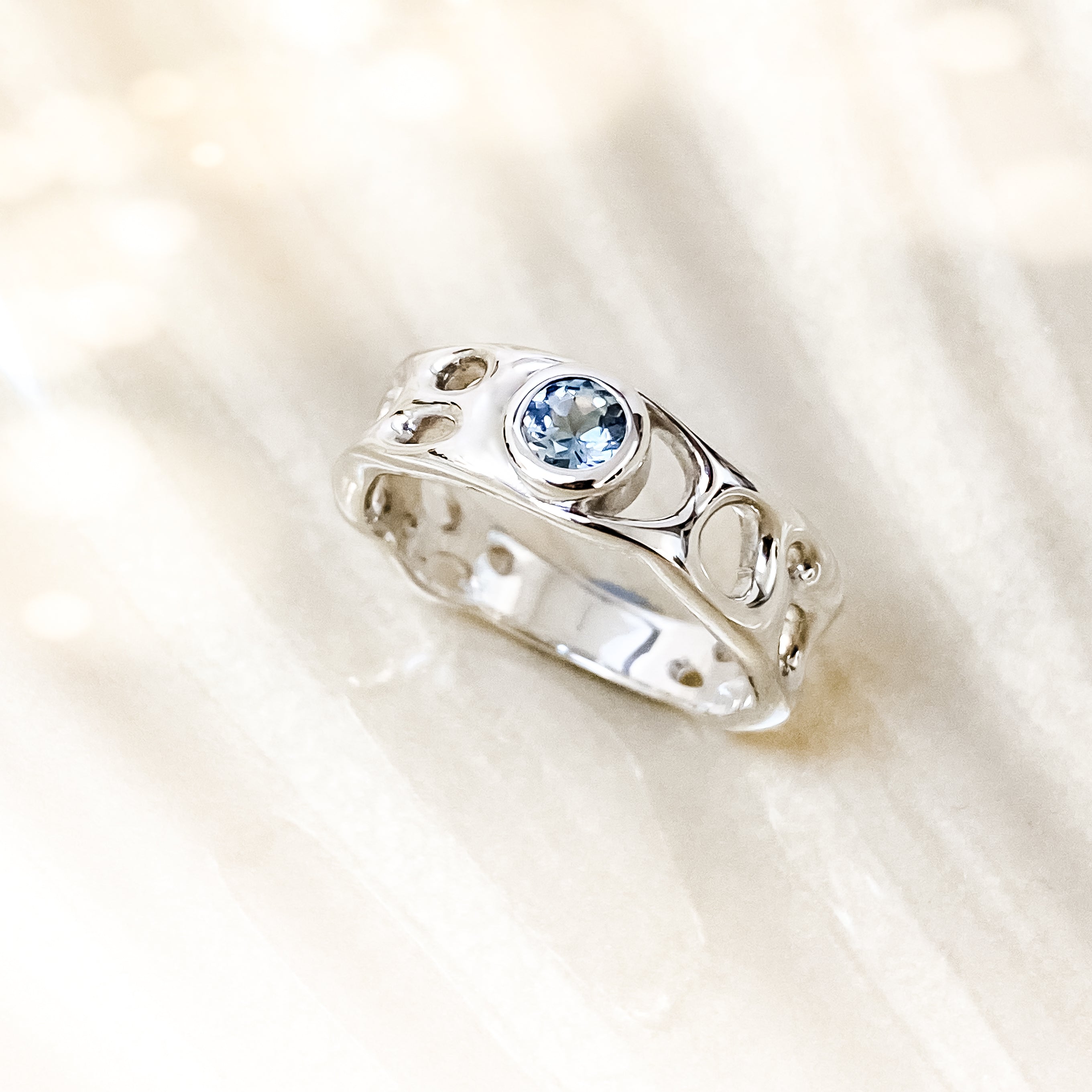 Aquamarine Sterling Silver Infinity Ring