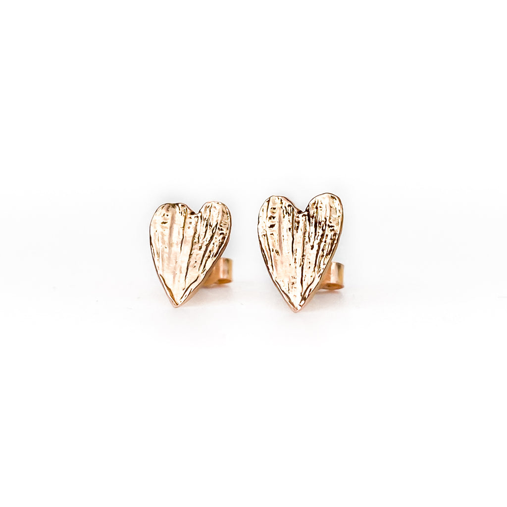 Gold Snowdrop Petal 'Heart' Earrings - Yellow, Rose or White Gold