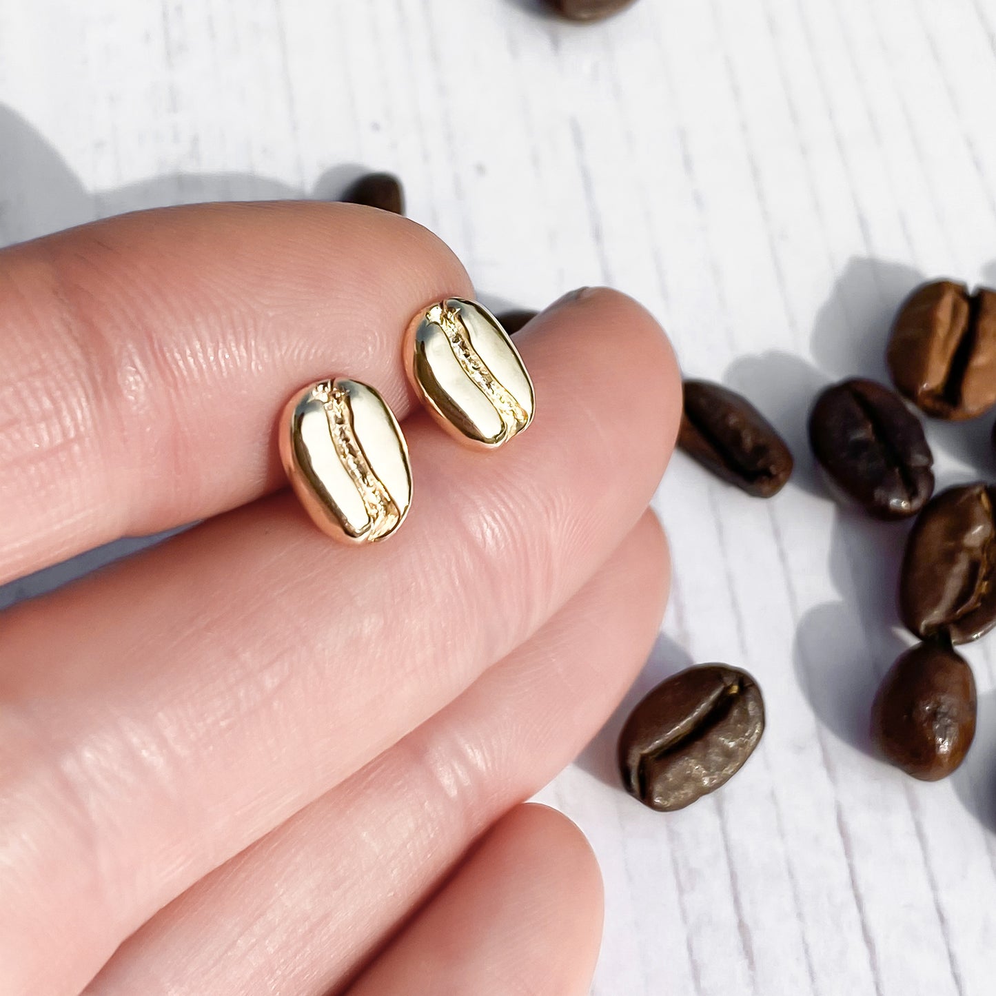 Rose Gold Coffee Bean Earrings