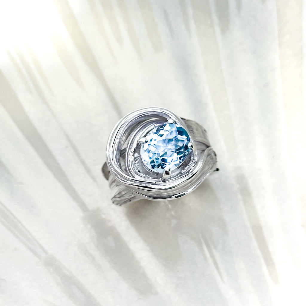 One of a Kind Drift Sterling Silver Ring with Blue Topaz - Size P