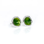 'Hidden Glen' Green Silver Droplet Stud Earrings