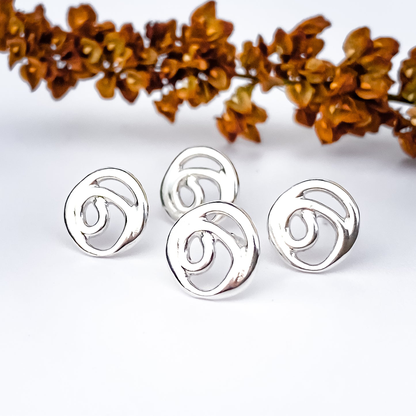 Sterling Silver Organic Design Earrings