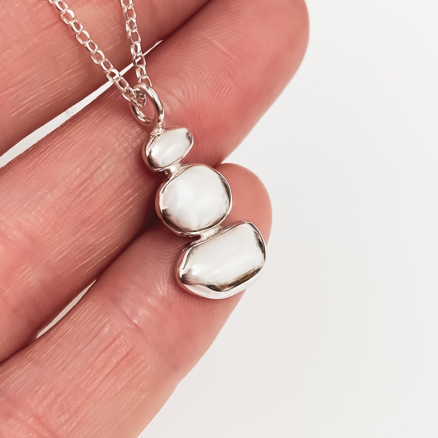 Sterling Silver Pebble Necklace - Balance Pendant No. 2