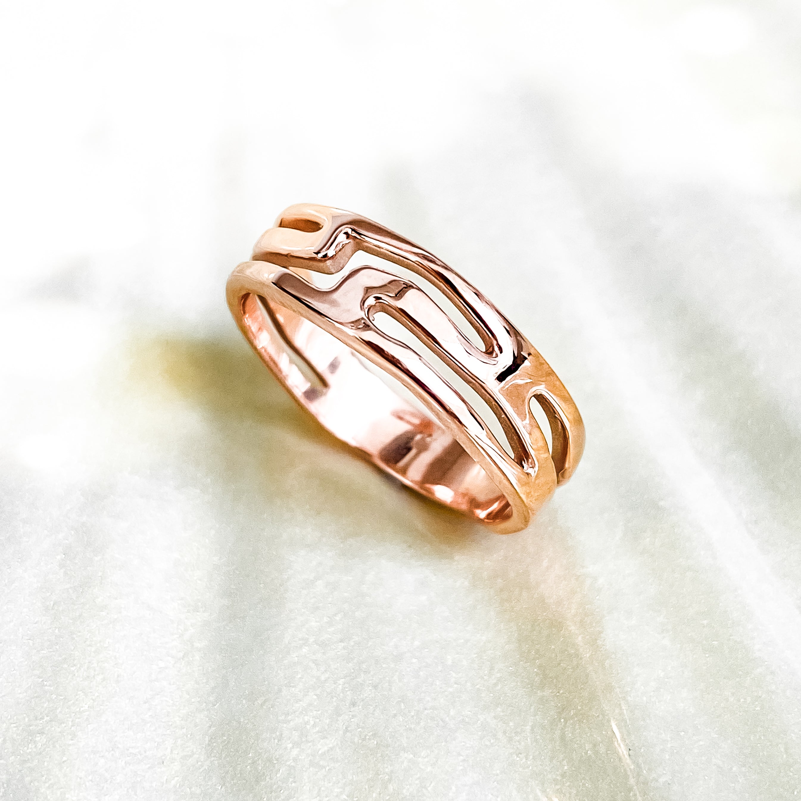 Gold Narrow Strata Ring - Yellow, Rose or White Gold
