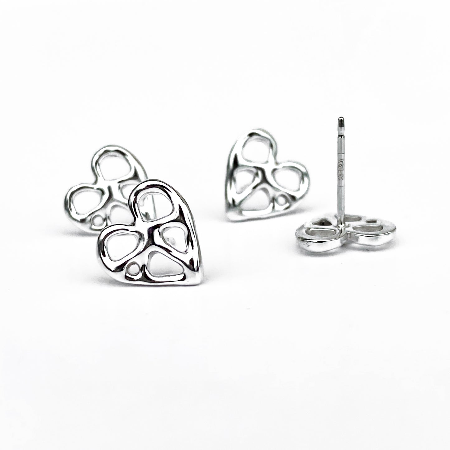 Infinity Heart Silver Stud Earrings