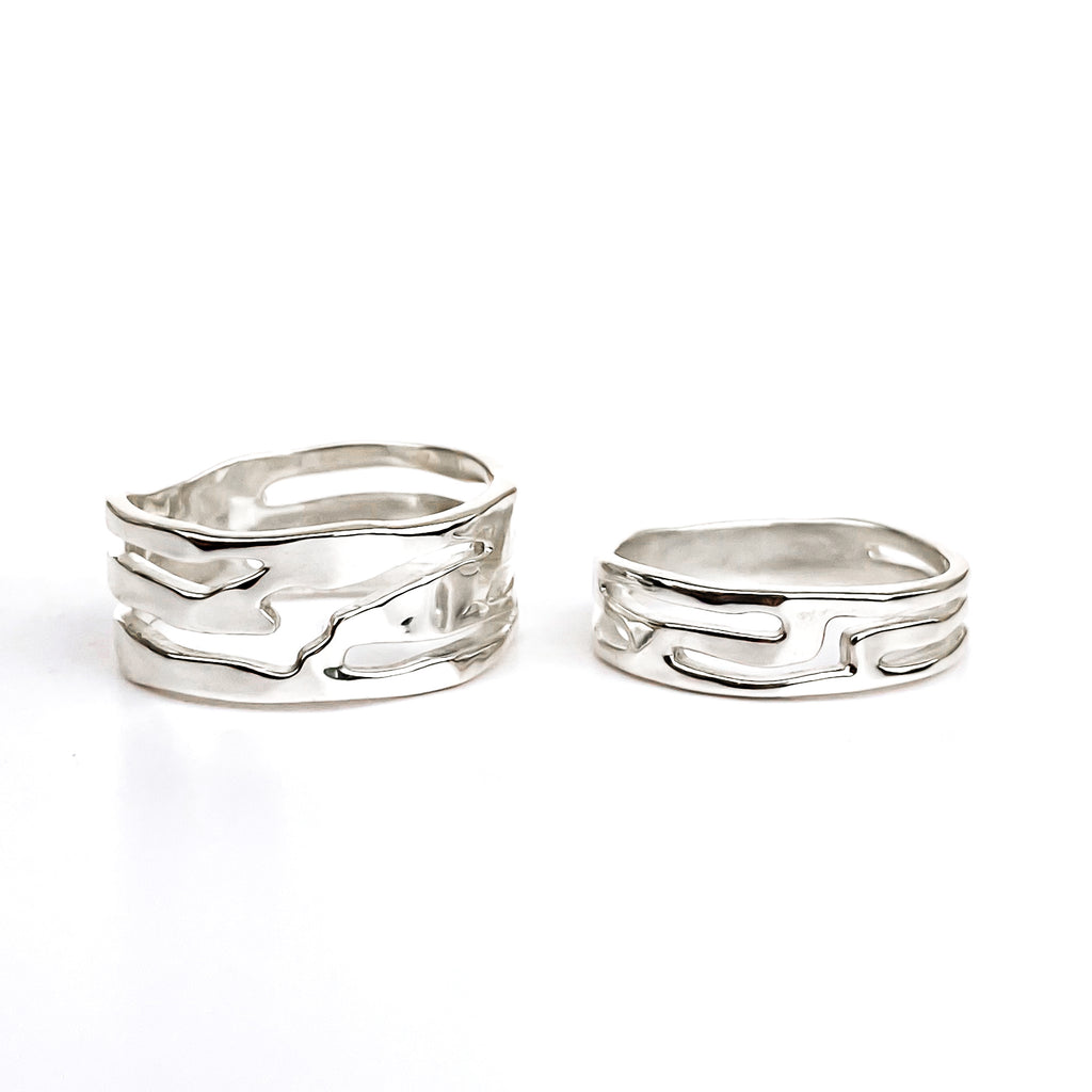Strata Wide Sterling Silver Ring
