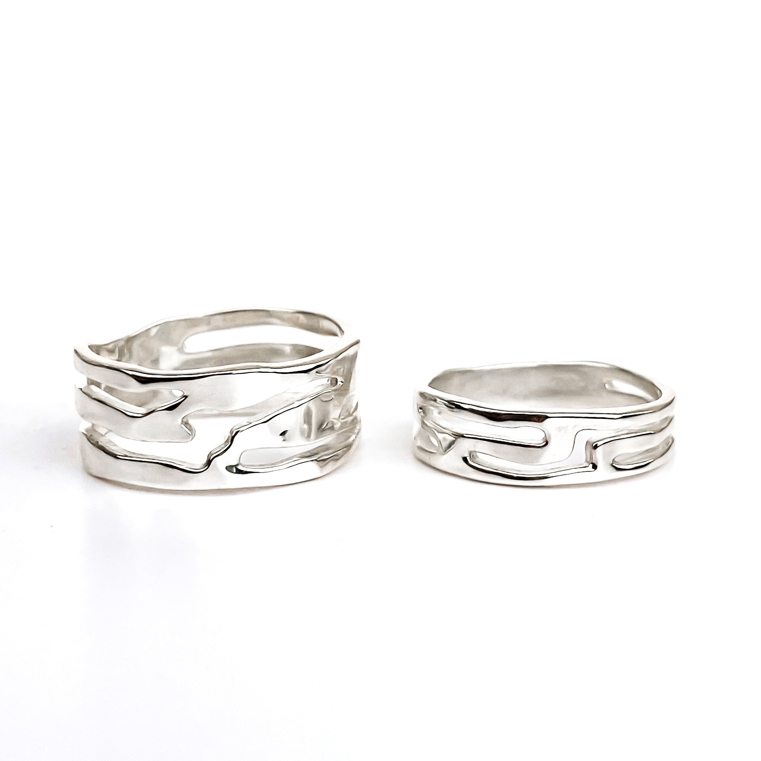 Strata Wide Sterling Silver Ring