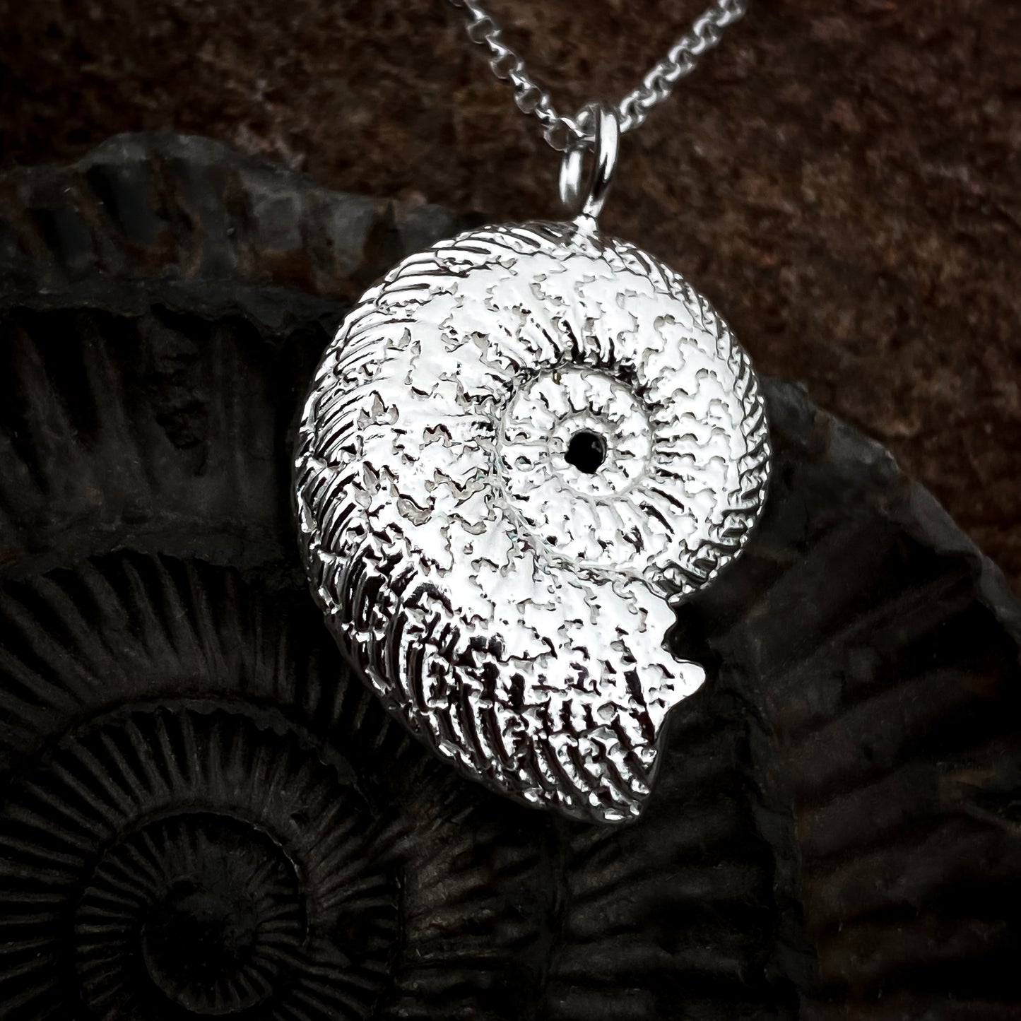 Sterling Silver Quenstedtoceras Ammonite Necklace