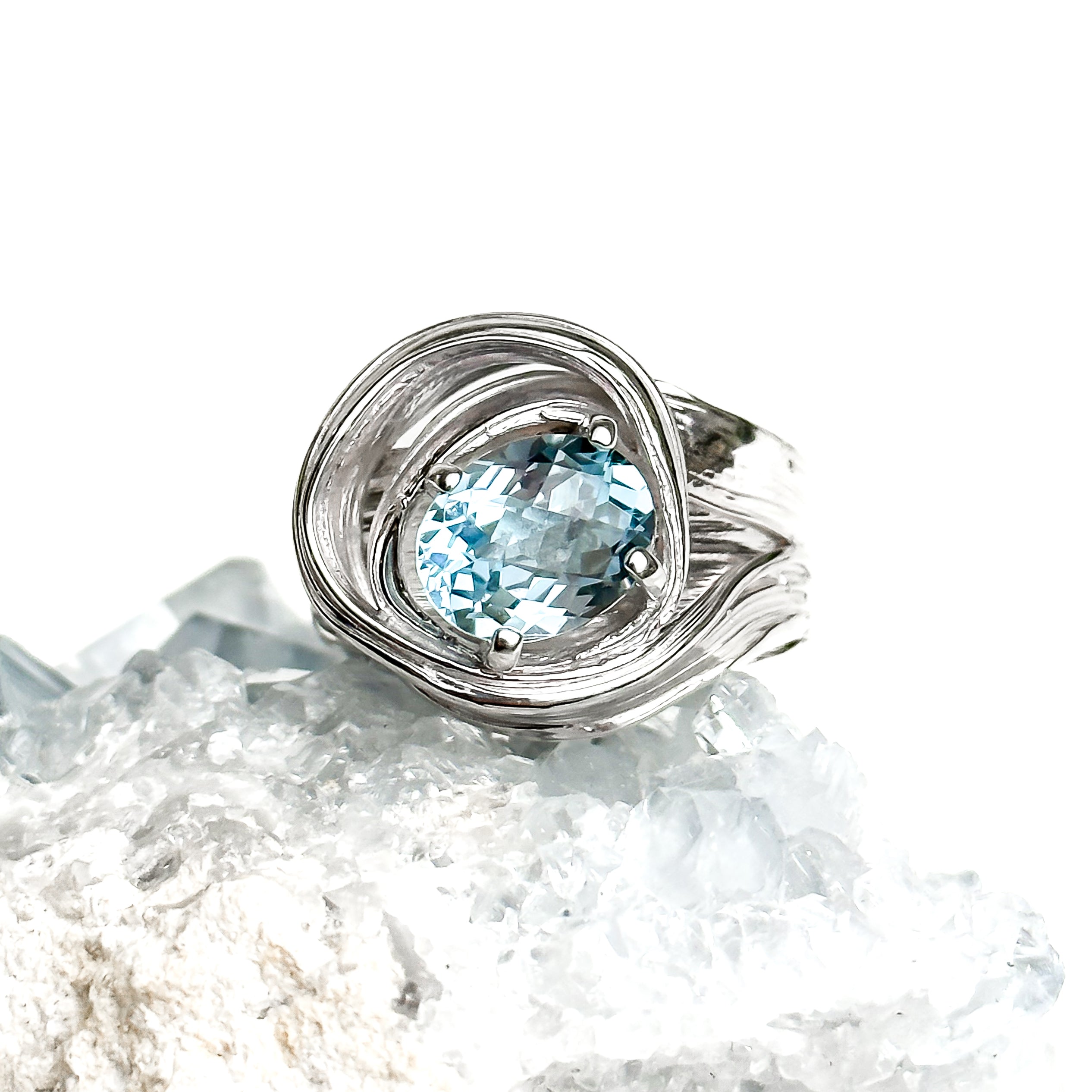 One of a Kind Drift Sterling Silver Ring with Blue Topaz - Size P