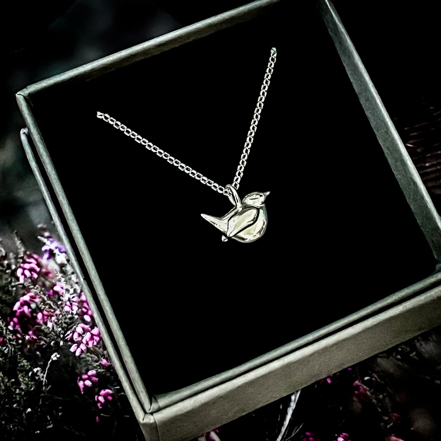 Sterling Silver Small Wren Charm Necklace