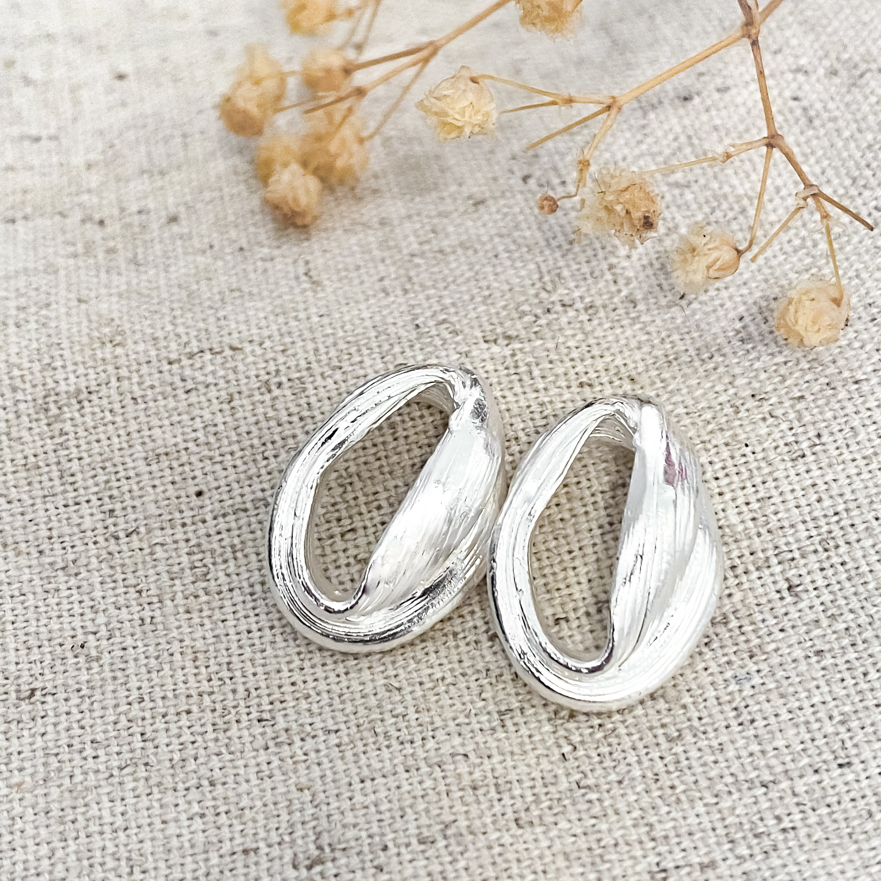 Drift Sterling Silver Oval Stud Earrings