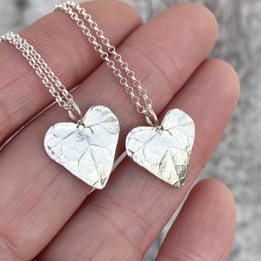 Silver Ivy Leaf Heart Necklace